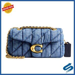 Quilted Denim Leather Shoulder Bag with Chain Strap Crossbody Wear